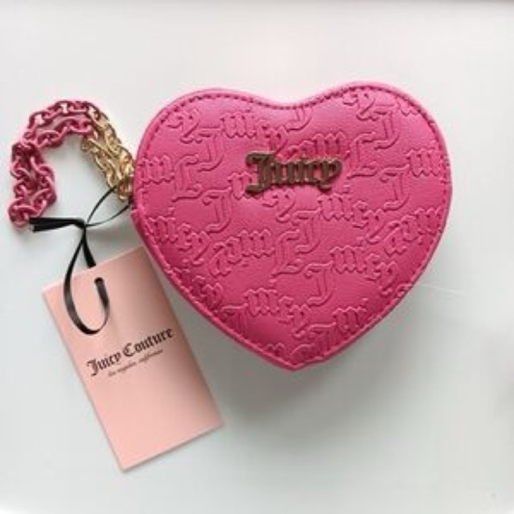 NWT Juicy Couture Pink Flash Ziparound Heart Wallet